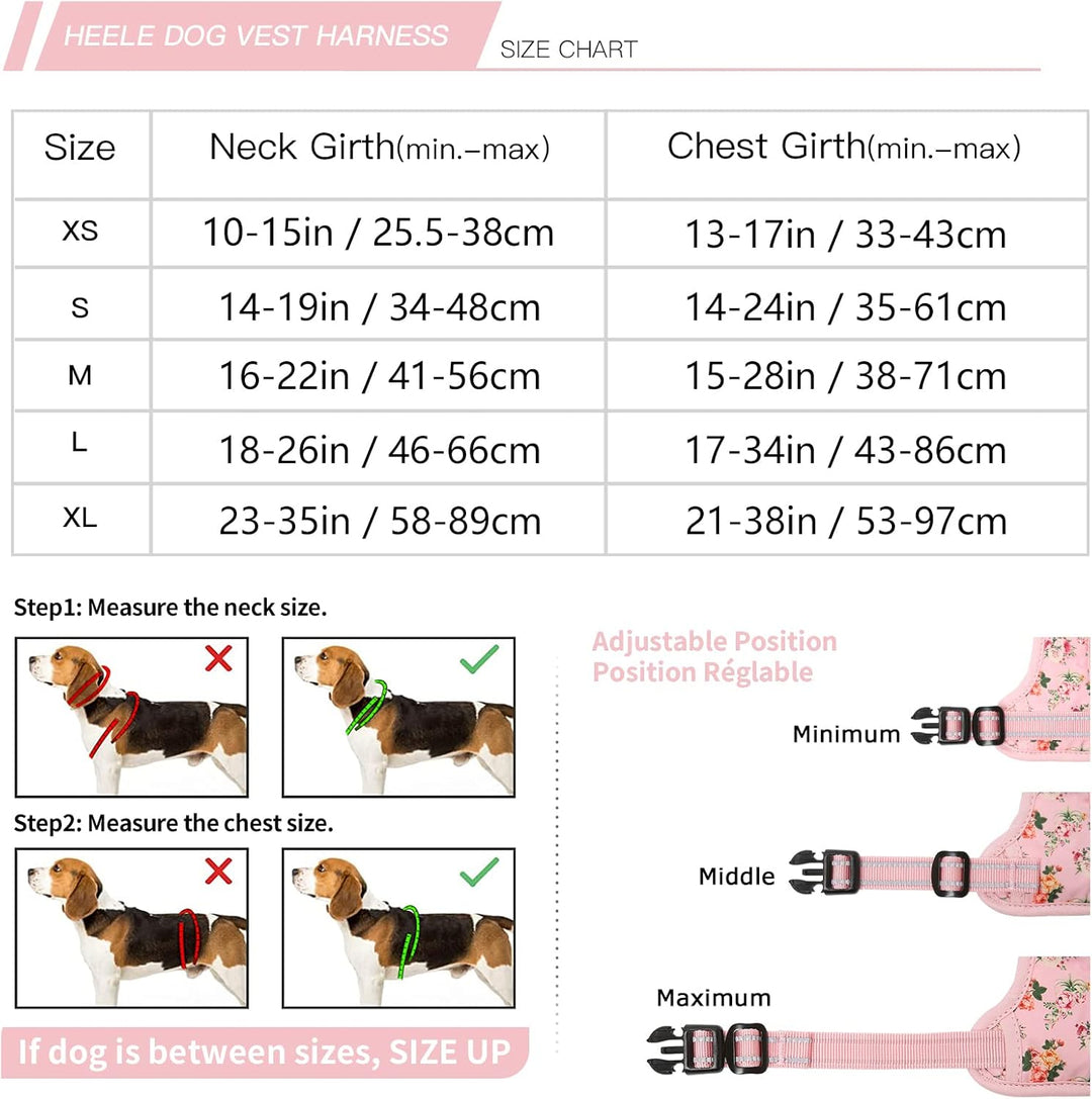 HEELE Hundegeschirr, Hundegeschirr für Mittelgrosse Hunde, Weich Atmungsaktiv Einstellbar Reflektier