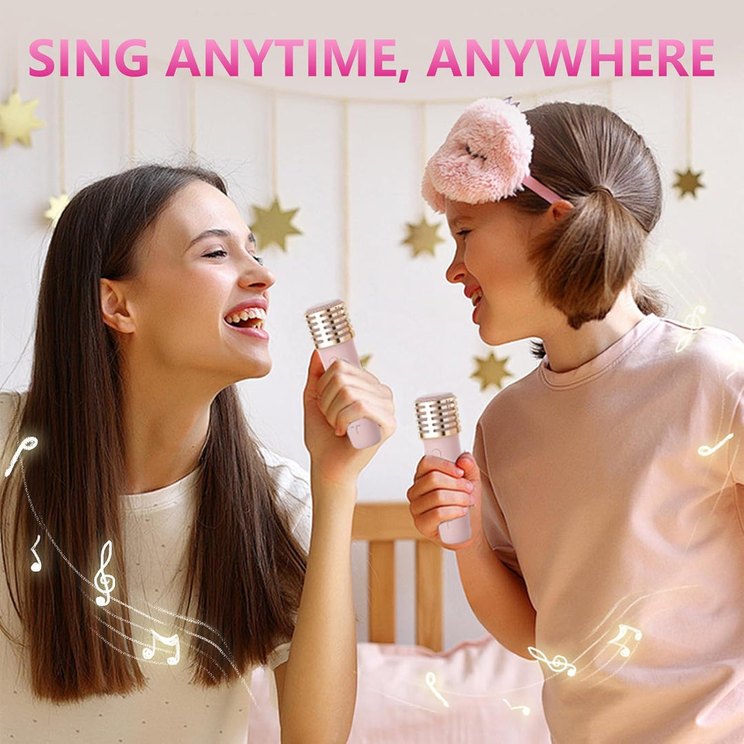 Karaoke Maschine 2 Mikrofone für Jungen Mädchen, tragbare Bluetooth-Lautsprecher mit dynamischen Lic