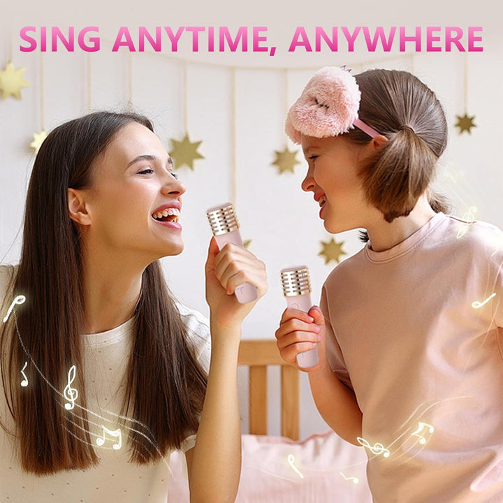 Karaoke Maschine 2 Mikrofone für Jungen Mädchen, tragbare Bluetooth-Lautsprecher mit dynamischen Lic