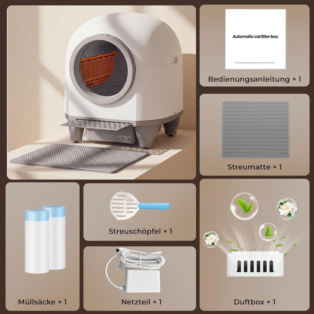 TRIUMPHKEY selbstreinigende Katzentoilette, automatisches Katzenklo mit mehrfachem Schutz, APP-Fernü