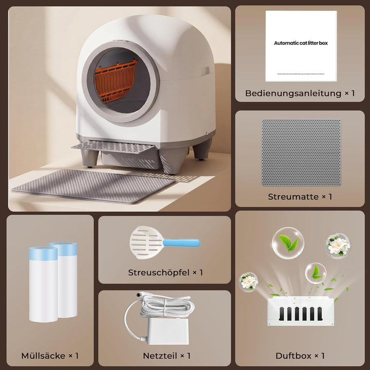 TRIUMPHKEY selbstreinigende Katzentoilette, automatisches Katzenklo mit mehrfachem Schutz, APP-Fernü