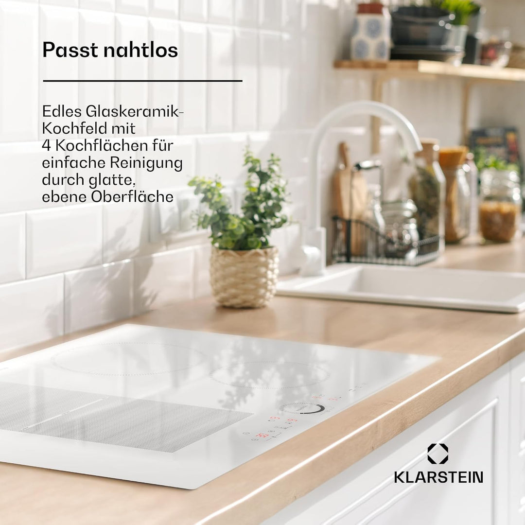 Klarstein Induktionskochfeld, Glaskeramik Kochfeld, 7000W Induktionskochfeld mit 4 Platten, Einbau-I