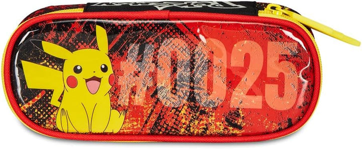 Seven Federmäppchen Round Plus, Pokemon Pikachu, Gelb Rot, Mäppchen für Schulanfänger mit einem Reis