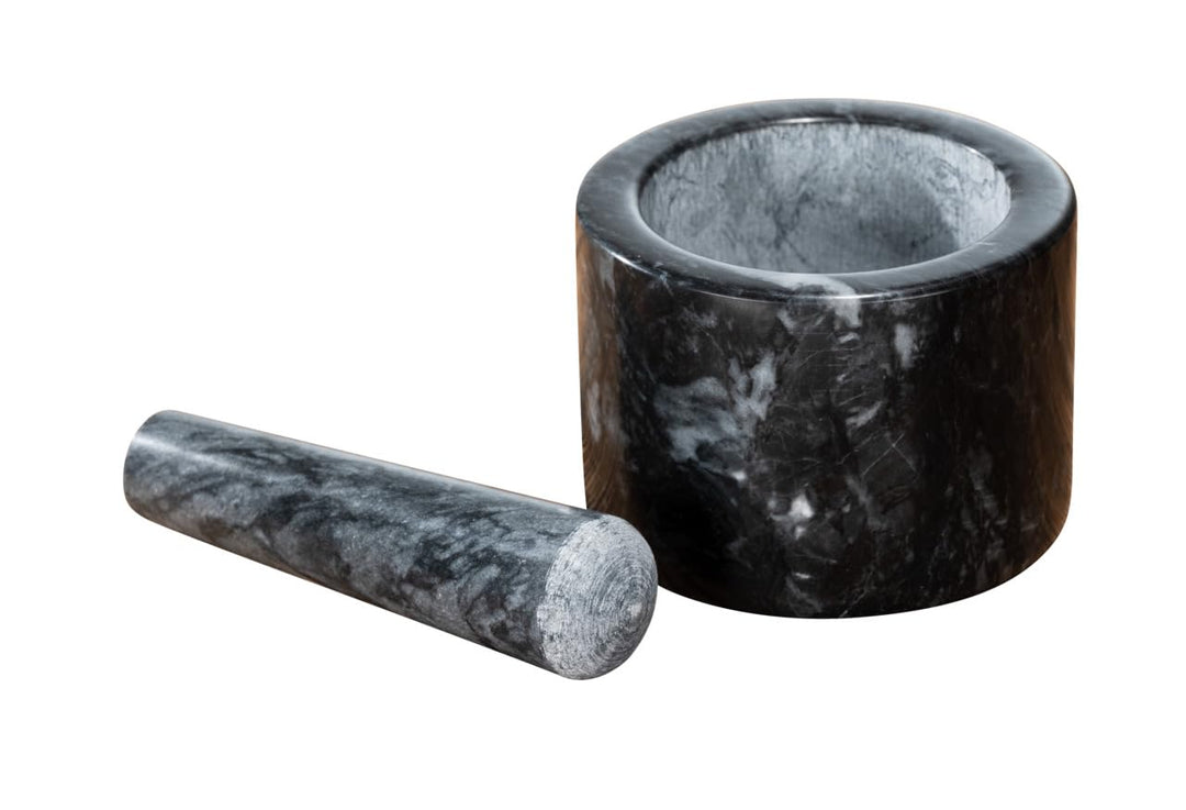 WENKO Mörser Marmor zum Zerkleinern von Kräutern und Gewürzen Schwarz