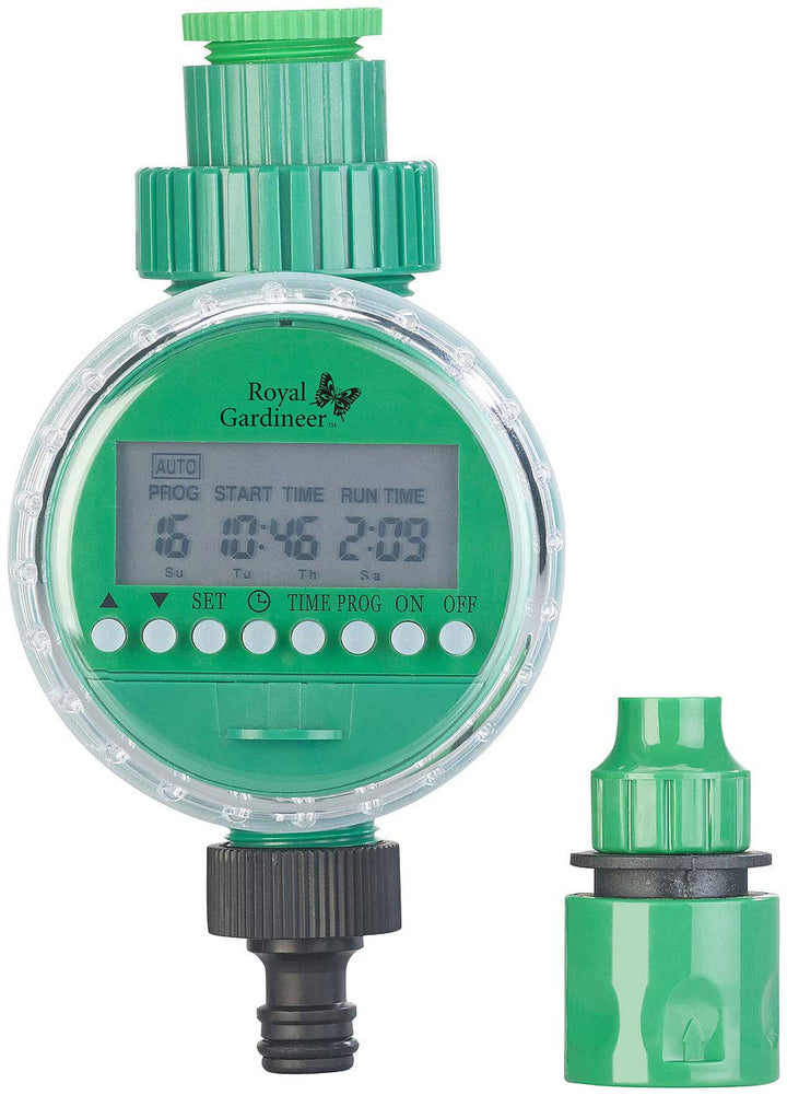 Royal Gardineer Wasser Zeitschaltuhr: Bewässerungs-Computer mit 16 Programm-Speicherplätzen und LCD-