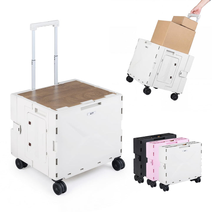 COSTWAY Einkaufstrolley klappbar, Einkaufswagen 75L, Einkaufskorb mit Deckel, Rollen & verstellbarem