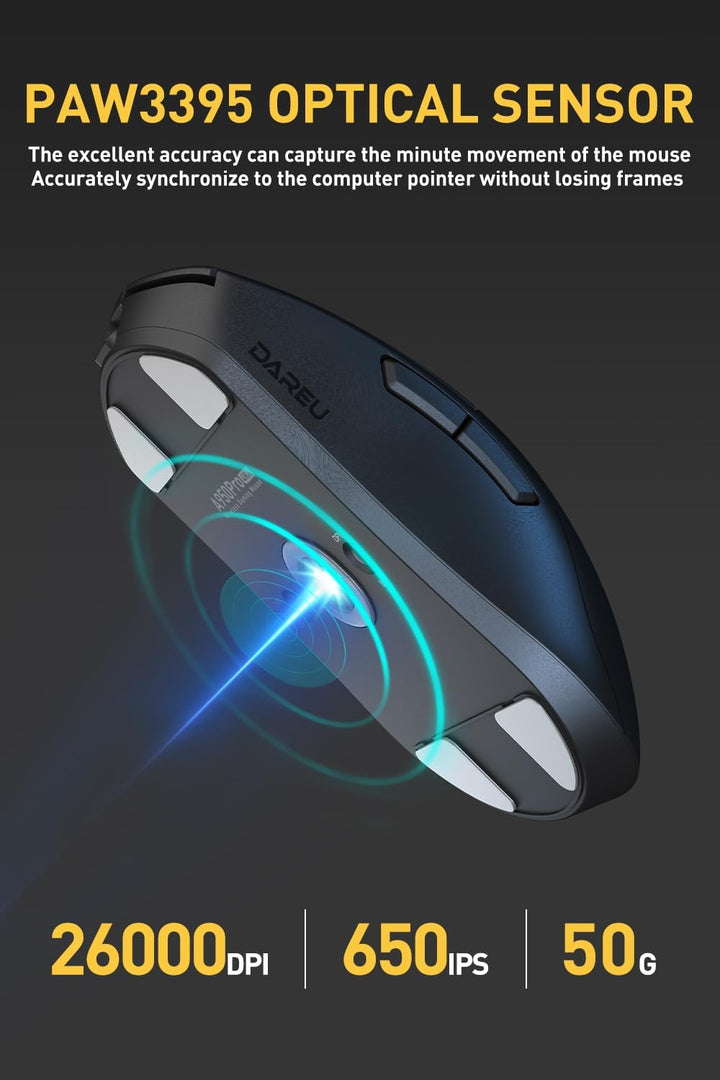 DAREU A950pro 4K Wireless Gaming Mouse: 55 g Ultraleicht, 4 kHz Abtastrate, Optischer Sensor PAW3395