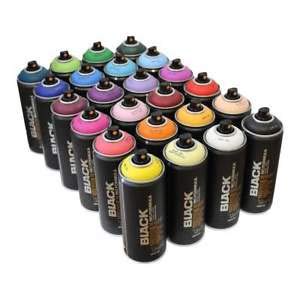 Montana BLACK Sprühfarbe, 400 ml, beliebte Farben, 24 Stück, für Graffiti und