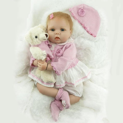 ZIYIUI 22 Zoll 55 cm Lebensecht Reborn Puppe Mädchen Weiche Vinyl Silikon Handgemacht Reborn Babypup