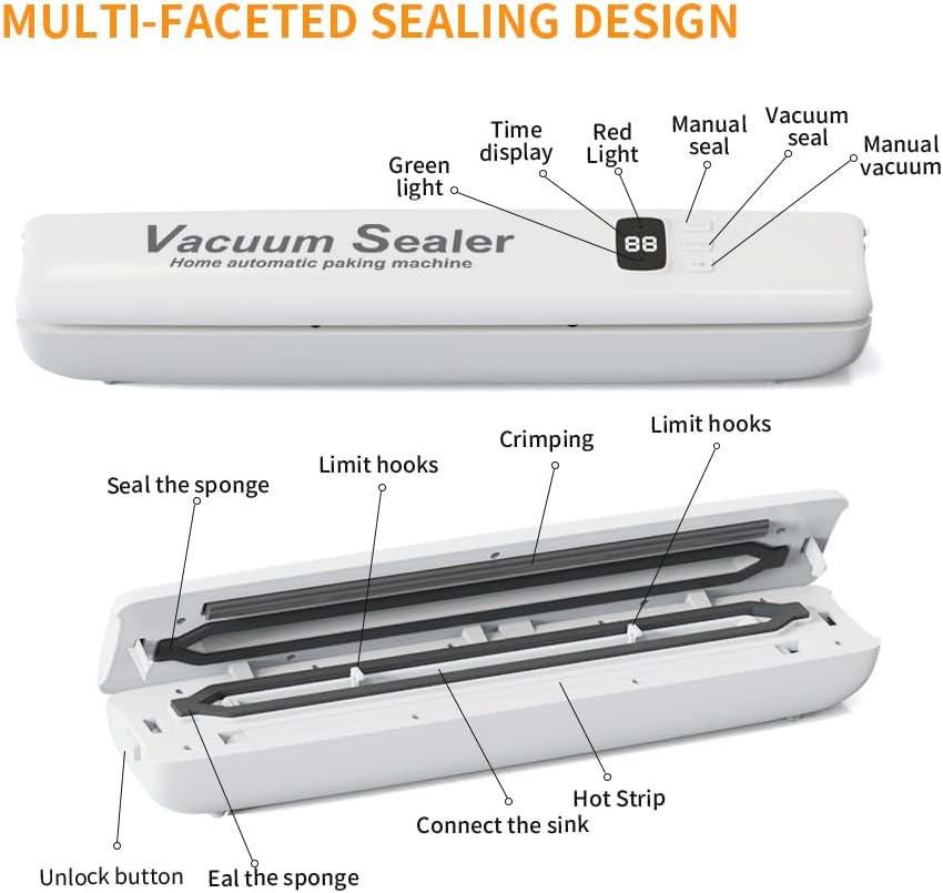 Vakuumversiegelungsmaschine, Frohsen Food Vacuum Seale 1 White, 1 White