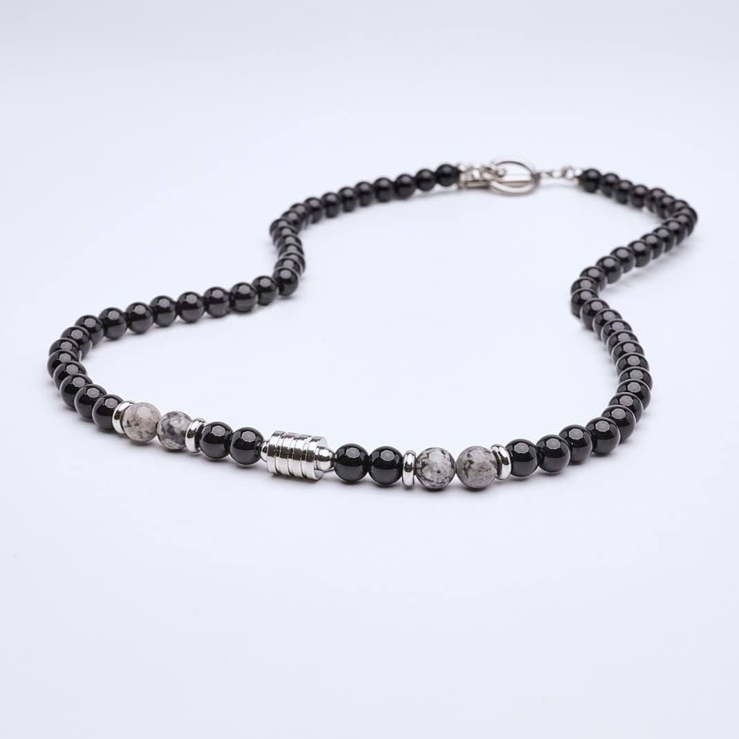 Handgemachte Herren Tigerauge Onyx Perlenkette Kette Natürliche Edelsteine Heilung Kristallschmuck (