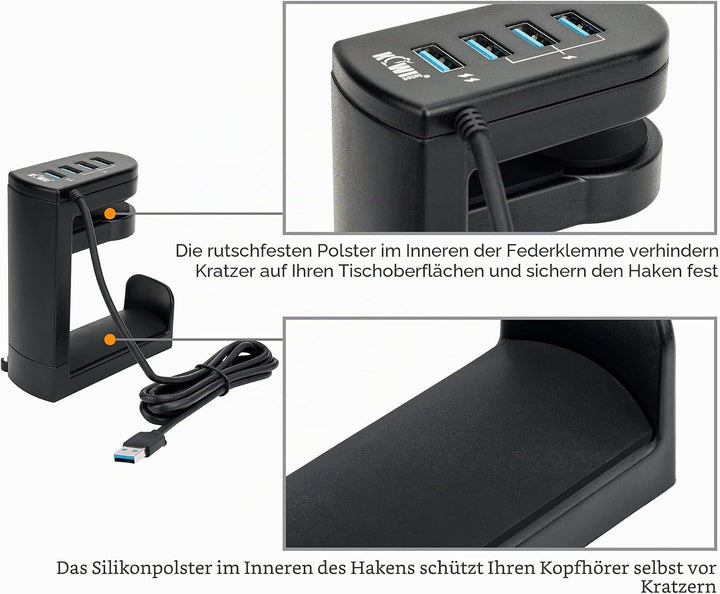 KIWIFOTOS Kopfhörer Ständer Kopfhörerhalter mit 360° drehbarem Gaming Headset Halterung Halter, Head