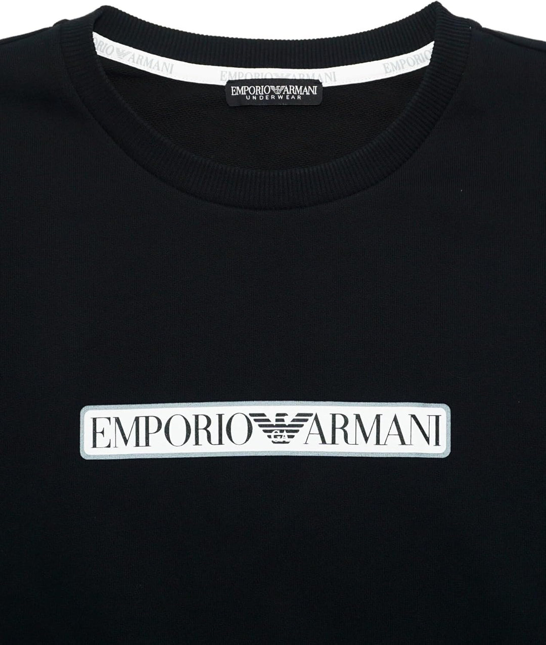 Emporio Armani Herren Men's Brushed Terry Crew Neck Sweater Sweatshirt XL Schwarz, XL Schwarz