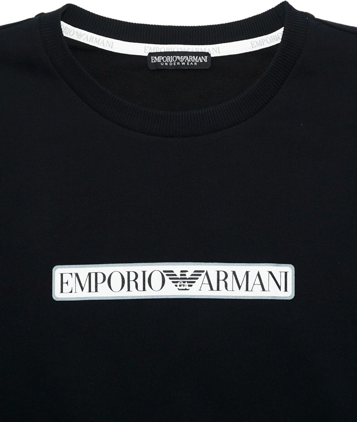 Emporio Armani Herren Men's Brushed Terry Crew Neck Sweater Sweatshirt XL Schwarz, XL Schwarz