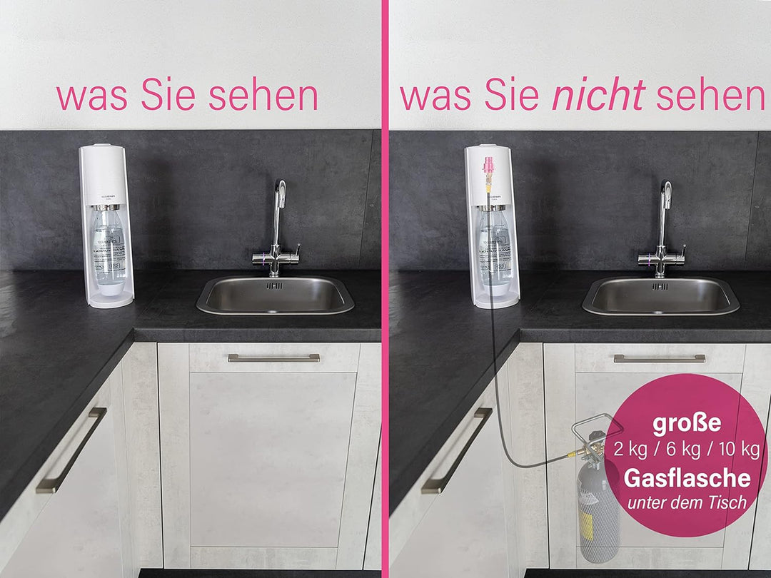 SPRUDELUX® | CO2 Adapter-Hochdruckschlauch für Sodastream DUO QUICK CONNECT QC | Für Anschluss an gr