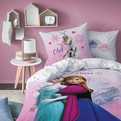 Disney CTI 43999 Bettwäsche Frozen/Ice Queen, Pink Mountain Linen 135 x 200 cm 80 x 80 cm