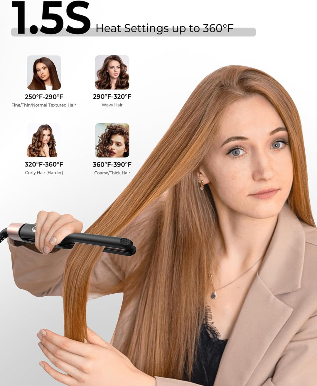 Mini Glätteisen, 2 in 1 Kleins Glätteisen, Haarglätter mit Ionen Technologie & 4 Temperatureinstellu