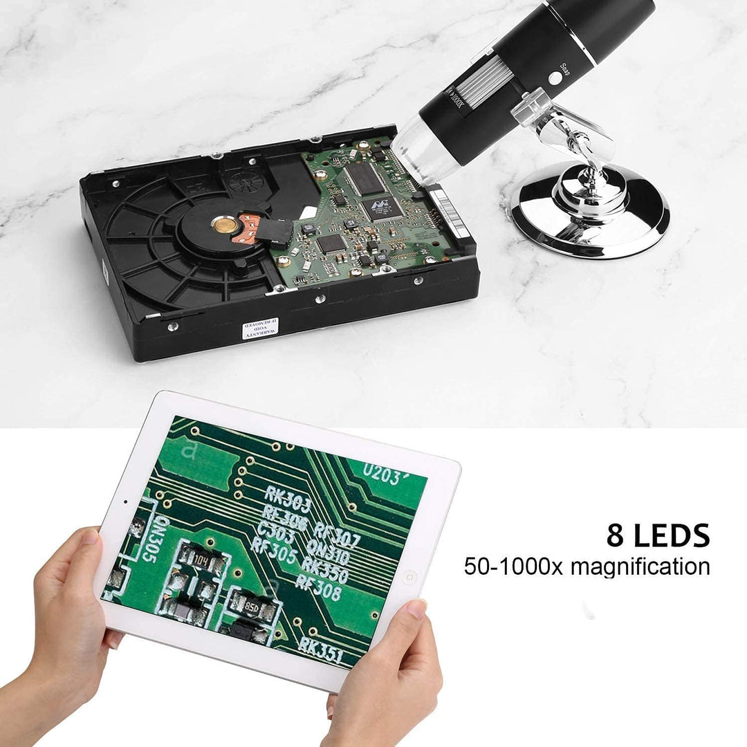 WADEO Digitales USB-Mikroskop, Tragbares WiFi-Mikroskop 50X-1000X Vergrösserung mit Endoskopie und 8