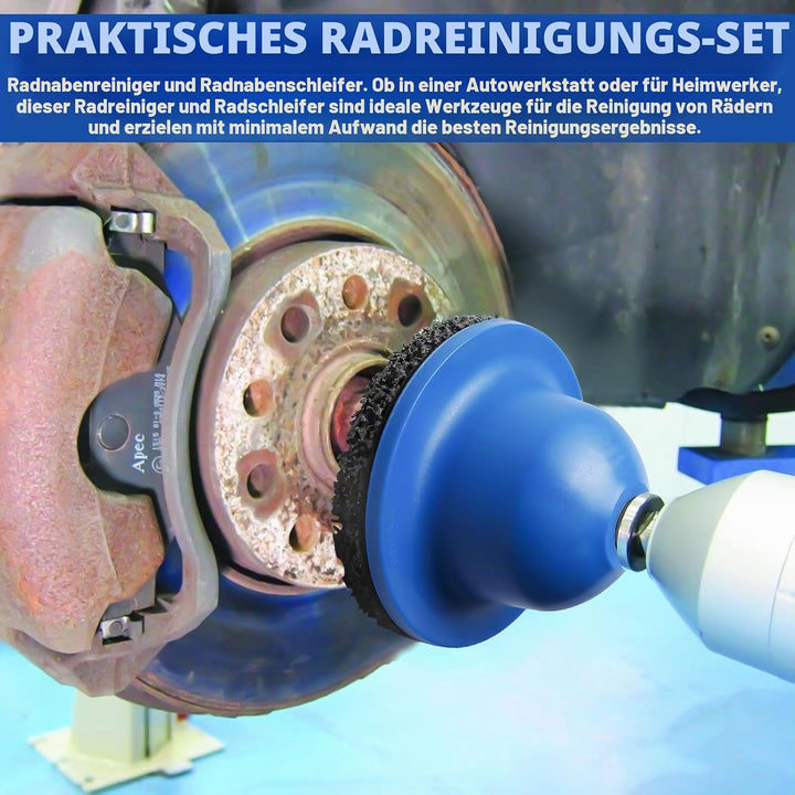 Radnabenschleifer, Radnaben Bürste Set, Innen-Ø 90 mm Aussen-Ø 150 mm, Kugelkopfschleifer mit 1/2 Ve