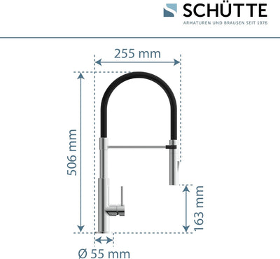 SCHÜTTE 79180 STILO Küchenarmatur mit ausziehbarer Brause, 360 Grad schwenkbarer Wasserhahn für die