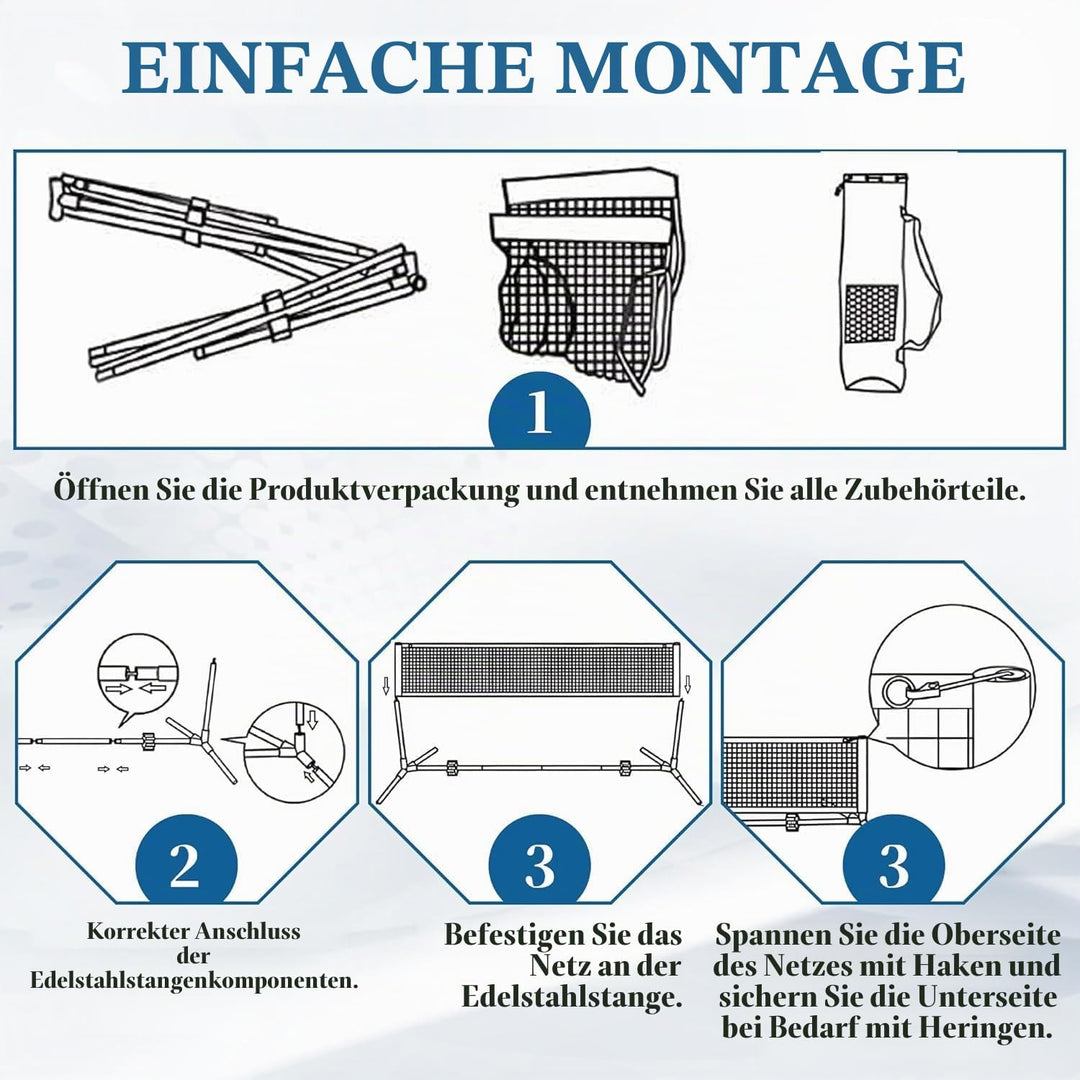 AKOZLIN Tennisnetz 10ft(3 M), Faltbares Tennistrainernetz, Leichtes Tragbares Tennisnetz für Kinder,