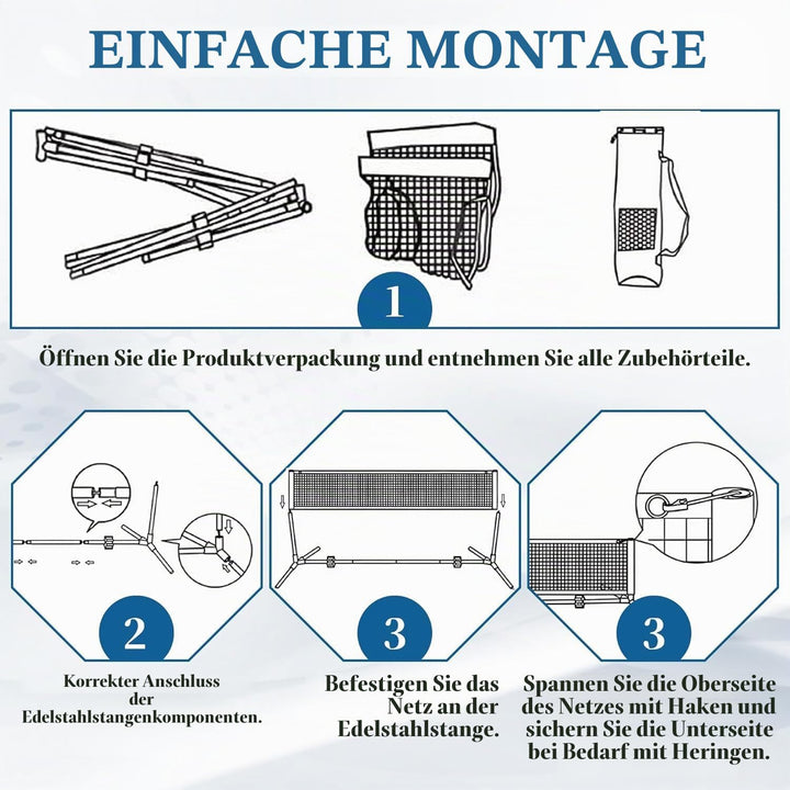AKOZLIN Tennisnetz 10ft(3 M), Faltbares Tennistrainernetz, Leichtes Tragbares Tennisnetz für Kinder,