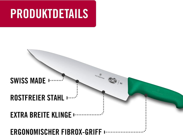 Victorinox Fibrox Kochmesser, Breites Universalmesser für Fleisch, Fisch, Gemüse und Kräuter, 25 cm,