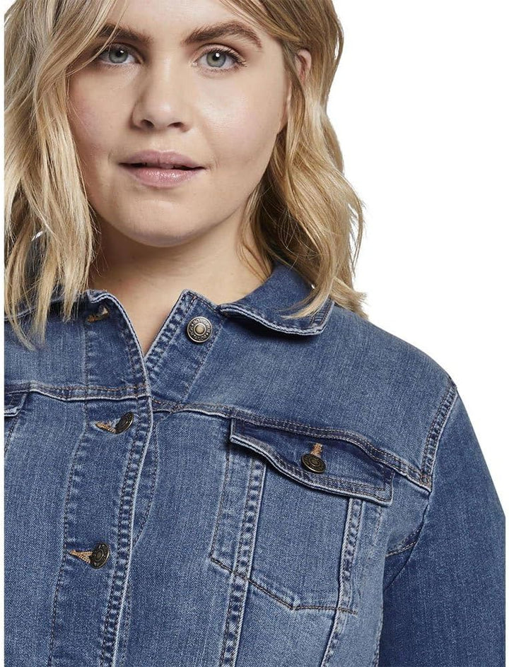 TOM TAILOR Damen Plussize Jeansjacke im Washed-Look 52 10110 - Blue Denim, 52 10110 - Blue Denim