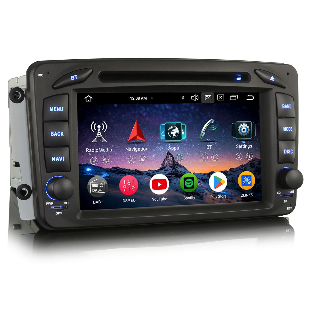Erisin 7 Zoll 8-Kern 4GB+64GB Android 14 Autoradio Bluetooth GPS Navi für Mercedes W209 W203 A/C/G/C
