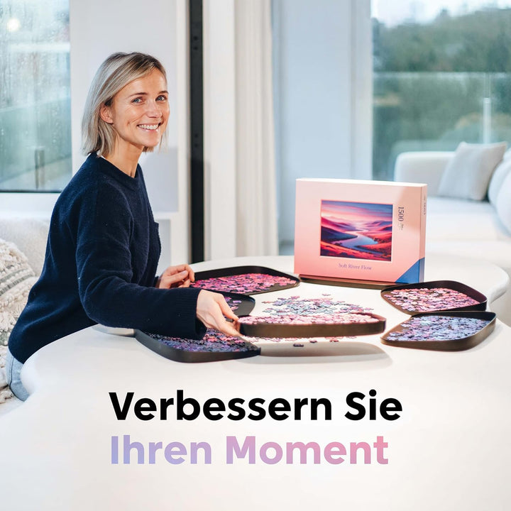 Puzzlup Stapelbare Puzzle Sortierschalen mit Box Anzeige auf Deckel – Set aus 6 Schalen – Bis zu 150