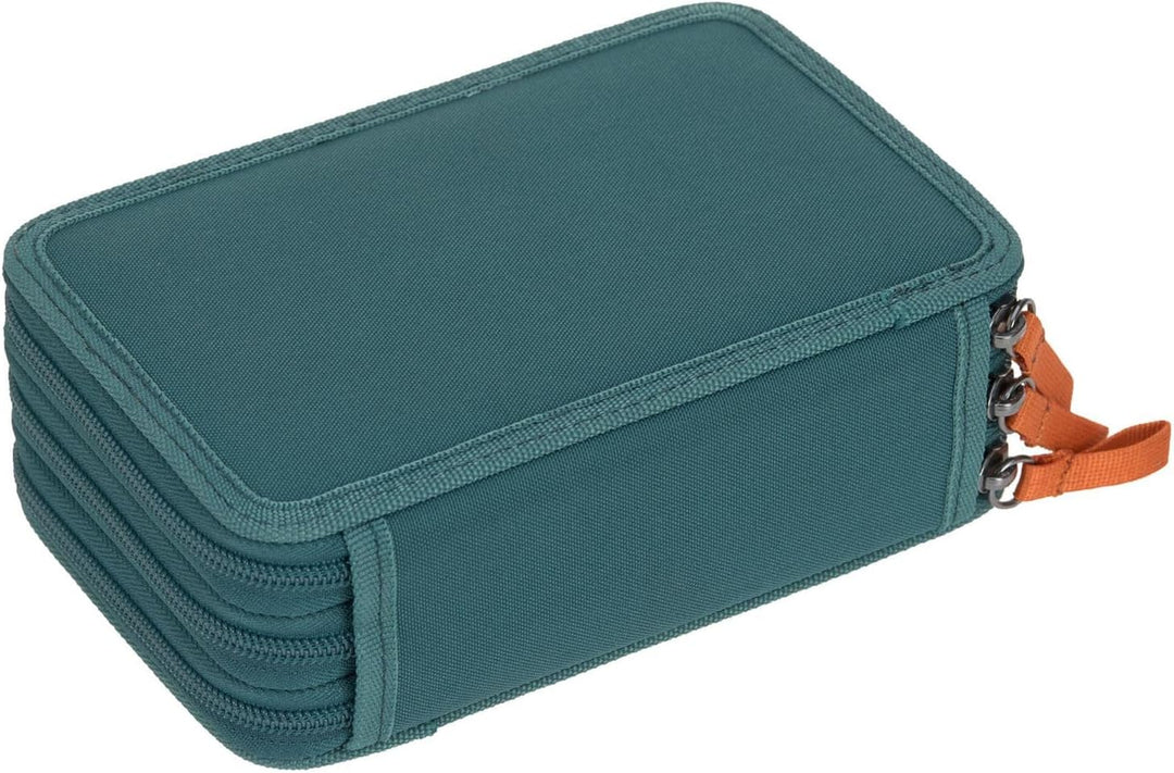 LÄSSIG Federmäppchen Unique School Triple Pencil Case Slim Dark Green dunkelgrün