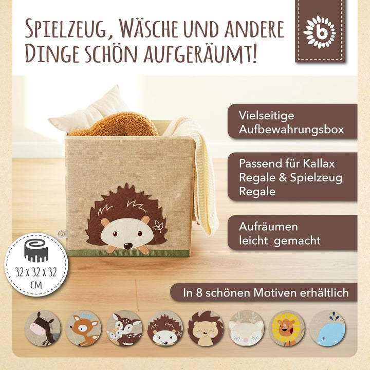 Bieco Aufbewahrungsbox Baby Igel | Aufbewahrungskorb Kinder | Aufbewahrungsbox Kinder 33x33x33 wie K