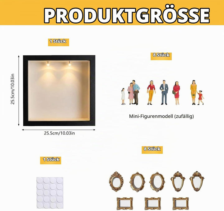 DIY Mini Museum Silhouette Box,Foto Erinnerungsanzeige Set,Kreatives Erinnerungsdisplay Kit,mit 8 Mi