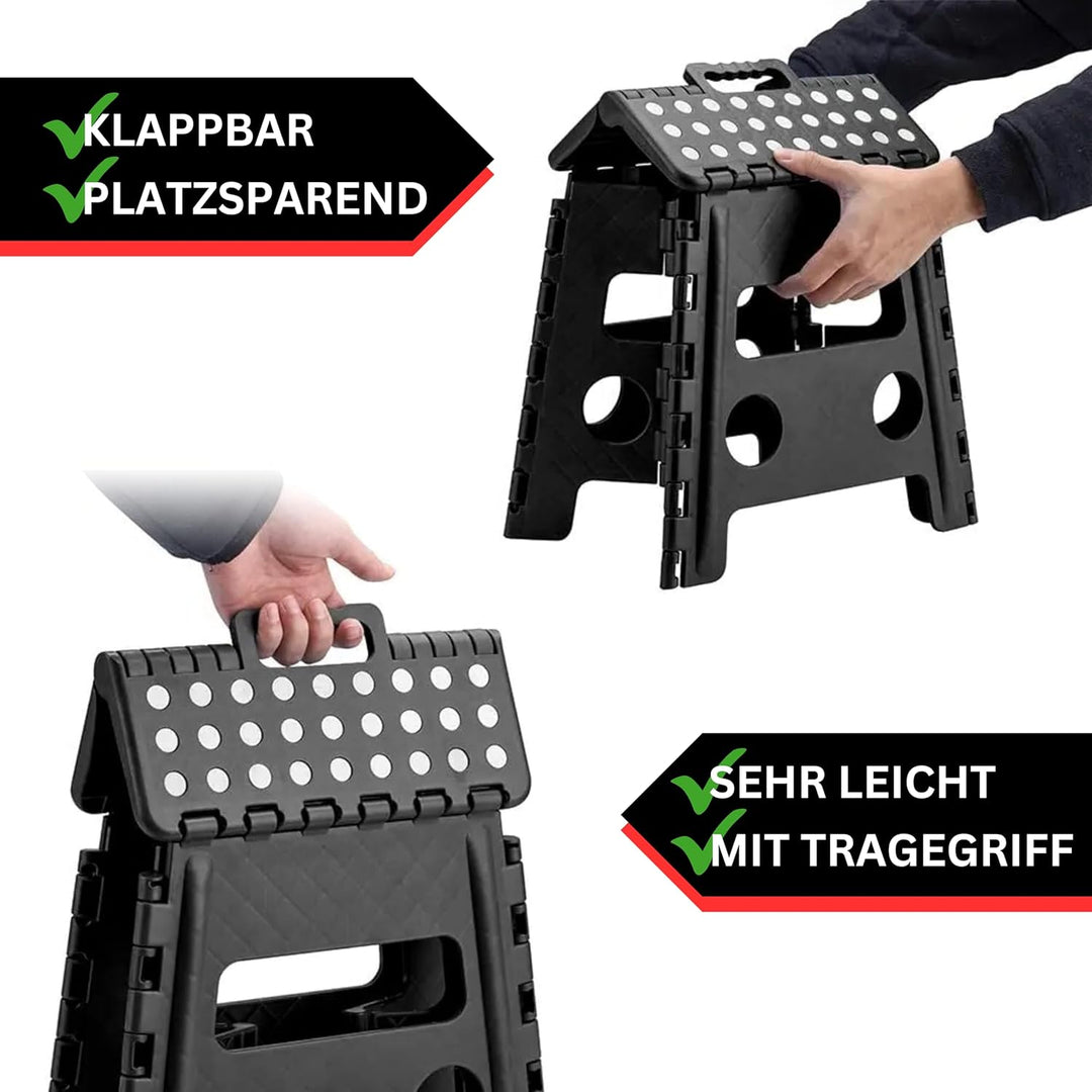 DIVID® Faltbarer Klapphocker 39cm (L) |Klapphocker|Duschhocker|Faltbar und Tragbar|130kg Belastbarke