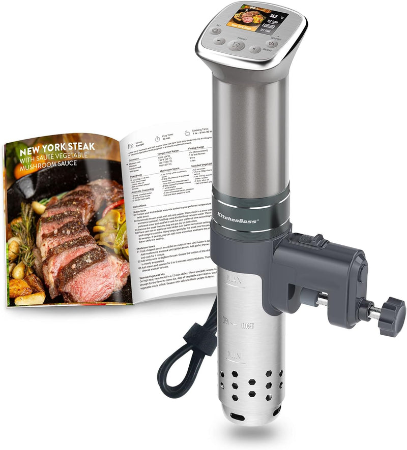 Sous-Vide Garer Sous-Vide Stick: Farbige LCD-Rezepte | G321 Silver | Ultra-leise | Bürstenloser Glei