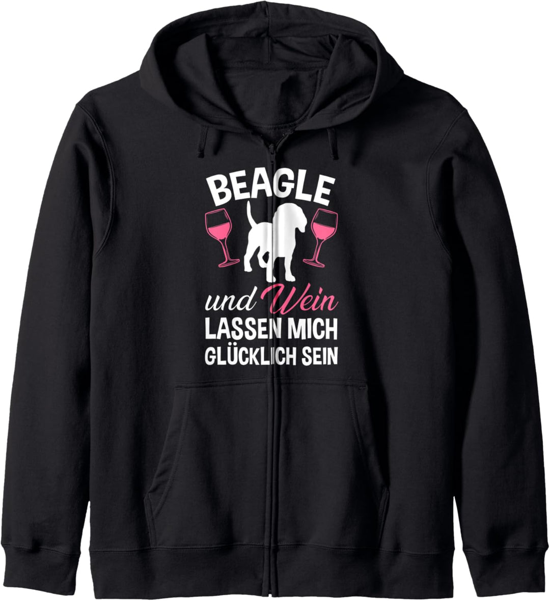 Beagle und Wein Kapuzenjacke
