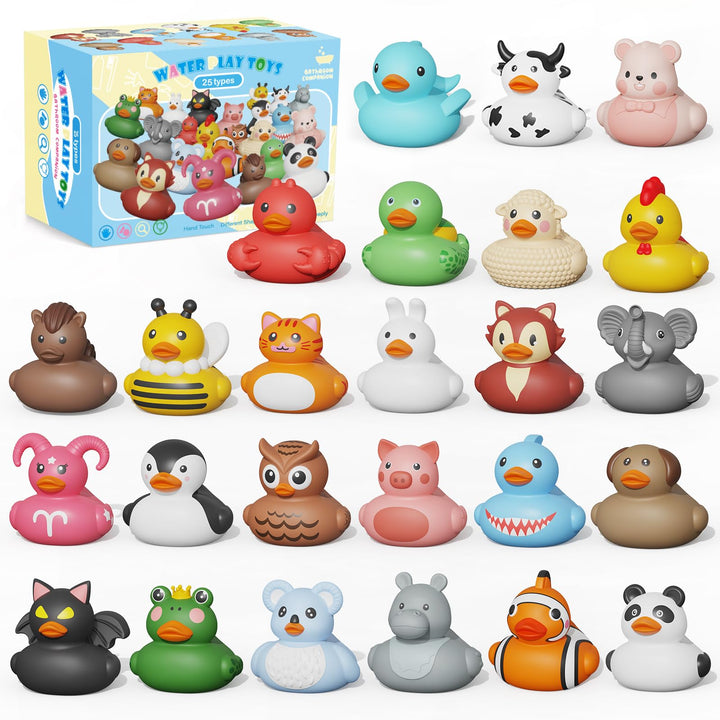 25er Set Badeente Baby Gummiente Badewannenspielzeug ohne Löcher Badespielzeug Weiches, schwimmendes
