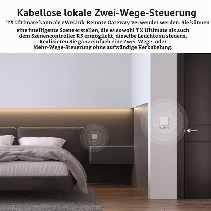 SONOFF T5 3 Gang WiFi Smart Touch Lichtschalter, 2 Wege Wireless Wandlichtschalter, Full Touch, LED,