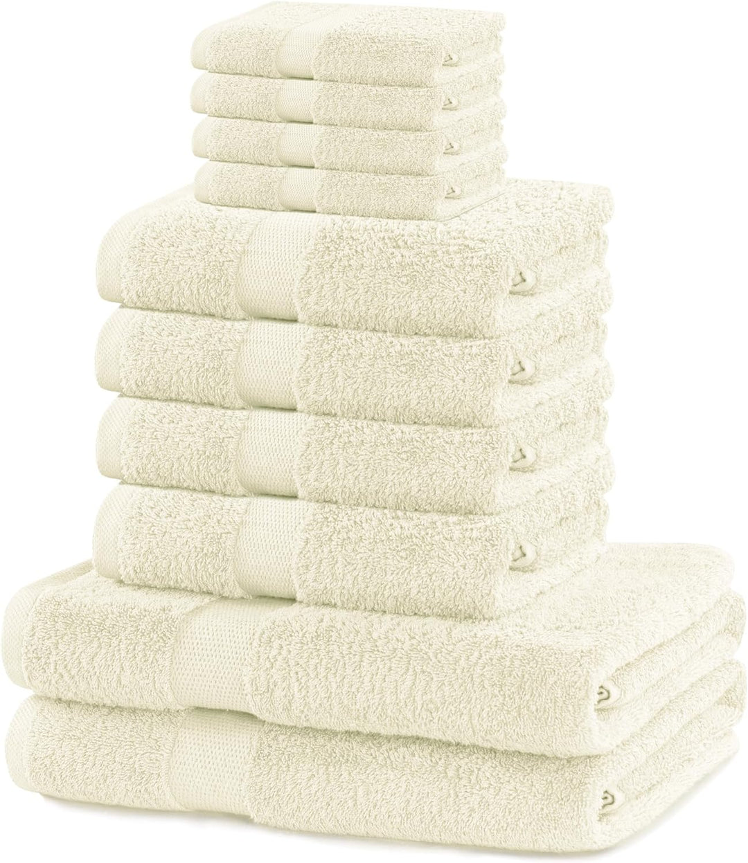 DecoKing 10er Set Baumwolle Qualität 525g/m² 4 Gästehandtücher 30x50 cm 4 Handtücher 50x100 cm und 2