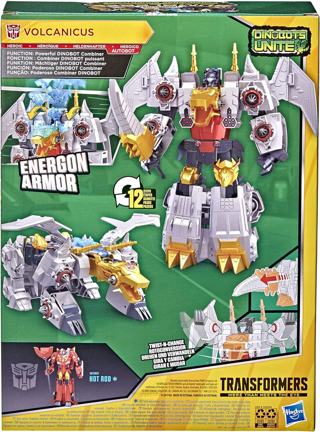 Transformers Bumblebee Cyberverse Adventures Dinobots Unite Toys Ultimate Class Volcanicus Figur, En