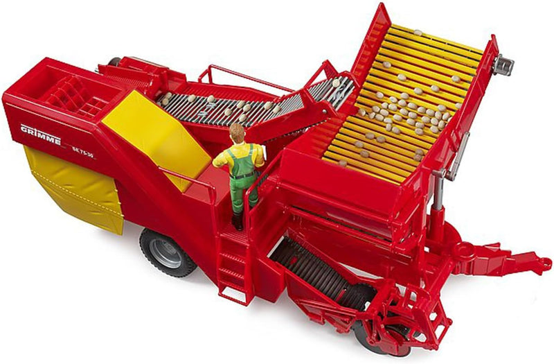 bruder 02130 - Grimme SE 75-30 Kartoffelvollernter mit 80 Kartoffelimitaten - 1:16 Erntemaschine Anh