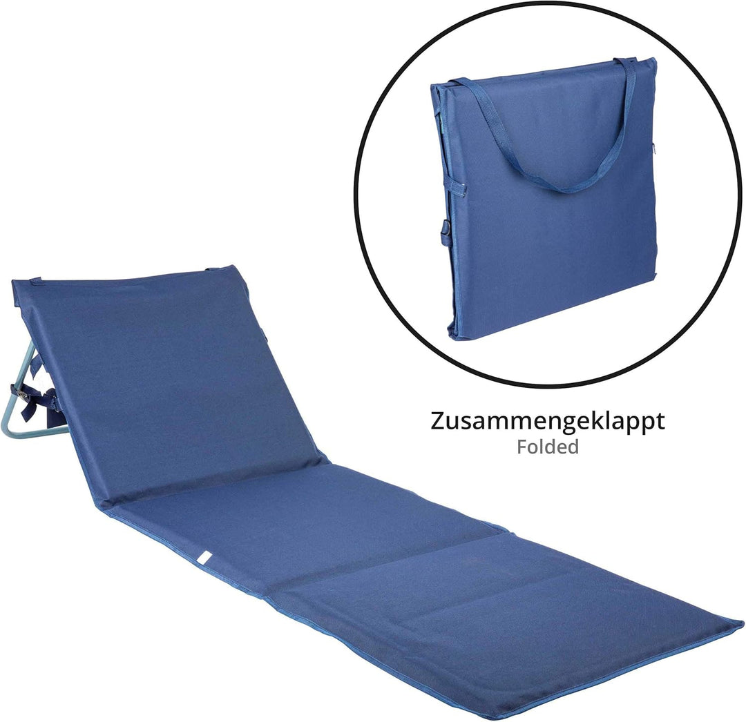ONVAYA Premium Strandmatte 2cm gepolstert mit Rückenlehne | Strandliege faltbar | Strandmatratze | S
