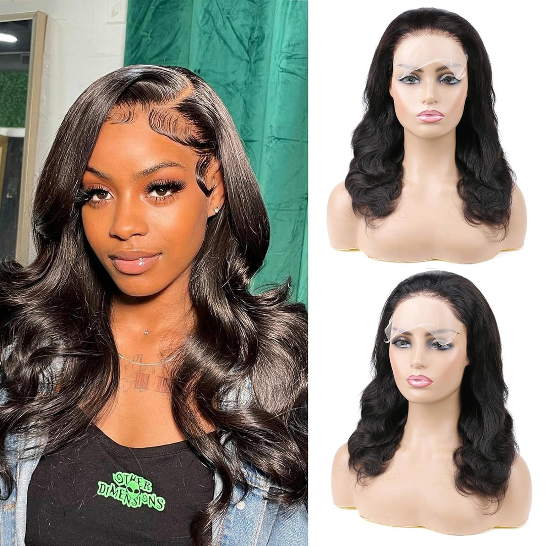 Huarisi HD Lace Front Wigs Human Hair Pre Plucked, 16 inch Body Wave 4x6 Lace Frontal Wigs Real Hair