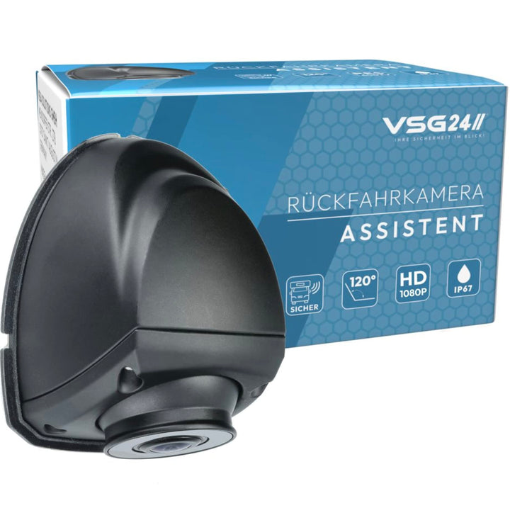 VSG24 23166 - Seitliche HD Rückfahrkamera ASSISTENT HD 1080P | Flexibler Einbau | 150° & IP67 | 12Vo