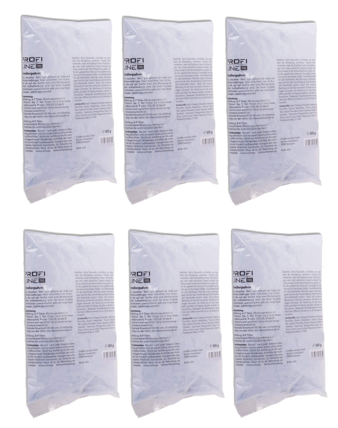 PROFILINE Blondierpulver - blau - staubfrei 500g 6 Stück, 6 Stück
