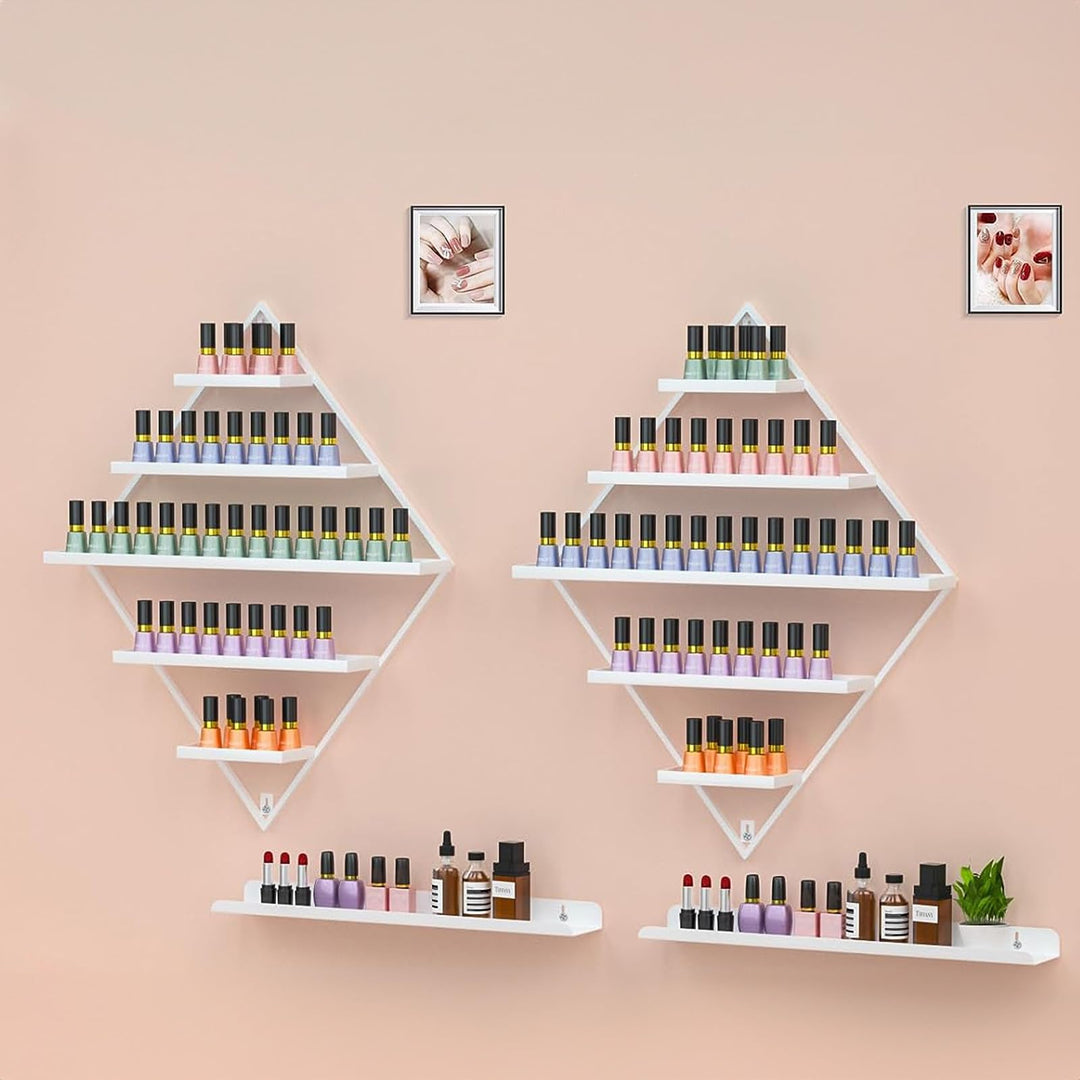 2 Sets Nagellack Regal, Diamantförmiger Metall Organizer, Nagellack Aufbewahrung mit 5 Ebenen, Wandm