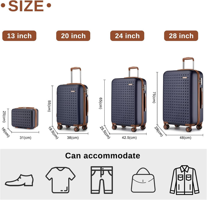 KONO Koffer Trolley Gross Hartschalenkoffer Reisekofferset Koffer Kofferset Gepäck Rollkoffer Schlos