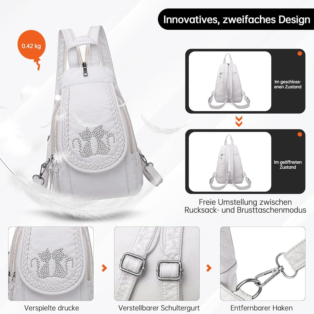 DIRRONA Rucksack Damen Beiläufig Kleine Brusttasche für Damen Multifunktionale Reise Wasserdicht Sch