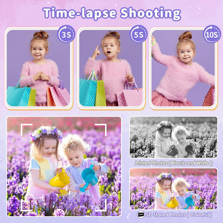 PHNIXGAM Sofortbildkamera Kinder, Digitalkamera kinderkamera fotoapparat 2.4in HD Kamera Geschenke f