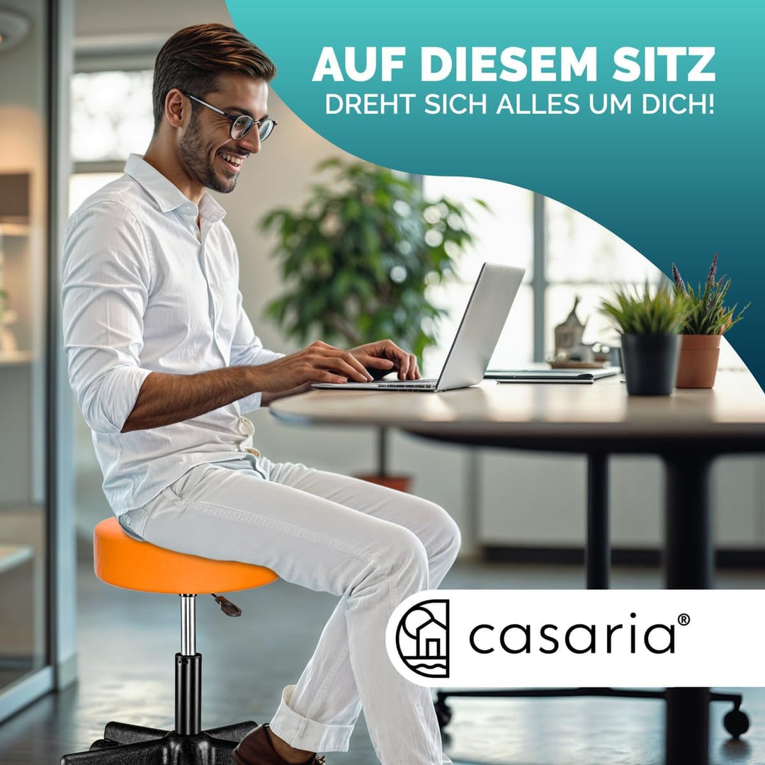 Casaria® Rollhocker Höhenverstellbar 2er Set 10cm Polsterung 46-60cm Höhe 360° Drehbar Ø35cm Rund Ro
